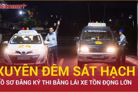 Hàng trăm thí sinh chờ cả đêm tới lượt thi sát hạch bằng lái 