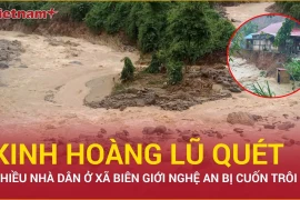 Lũ quét ở Nghệ An cuốn trôi cầu và nhà tại xã biên giới 