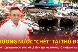 Chủ tịch Hà Nội chỉ đạo xử lý vụ mương nước ô nhiễm chảy giữa khu dân cư thủ đô