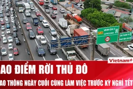 Dòng xe nối đuôi nhau rời Thủ đô trong ngày làm việc cuối trước kỳ nghỉ Tết Bính Ngọ 2026