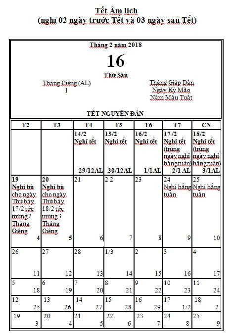 Tết Nguyên đán 2018 sẽ không thực hiện hoán đổi ngày nghỉ ảnh 2