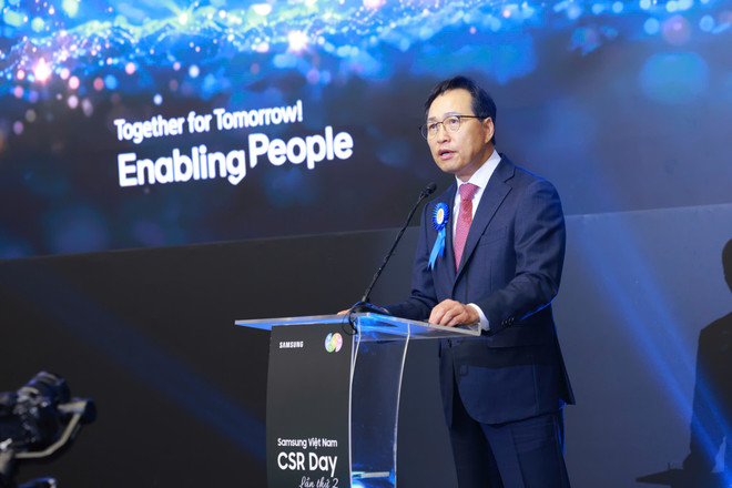 Ông Choi Joo Ho - Tổng giám đốc Tổ hợp Samsung Việt Nam phát biểu tại sự kiện.jpg