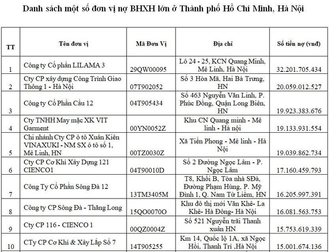 Công khai 20 doanh nghiệp nợ bảo hiểm xã hội hàng chục tỷ đồng ảnh 3