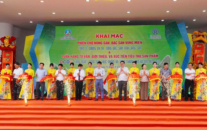Khai mạc “Phiên chợ nông sản, đặc sản vùng miền”. (Ảnh: PV/Vietnam+) 365616ed04d3a08df9c2.jpg