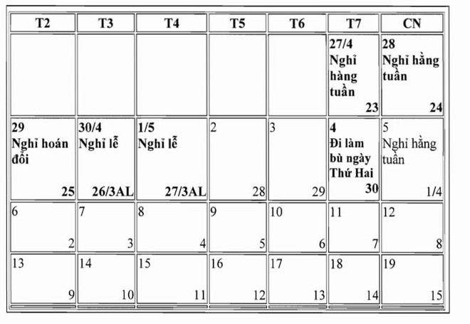 Nghỉ lễ năm 2019: Tết Âm lịch nghỉ 9 ngày, dịp lễ 30/4 nghỉ 5 ngày ảnh 3