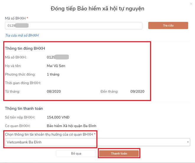 Các bước đóng bảo hiểm xã hội tự nguyện tại Cổng Dịch vụ công Quốc gia ảnh 3