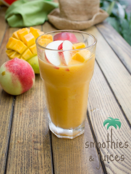 Sinh tố xoài-đào thơm ngon. (Ảnh: Smoothies Juices) Bốn loại sinh tố kết hợp từ quả "ngoại" và " trái cây nội ảnh 4