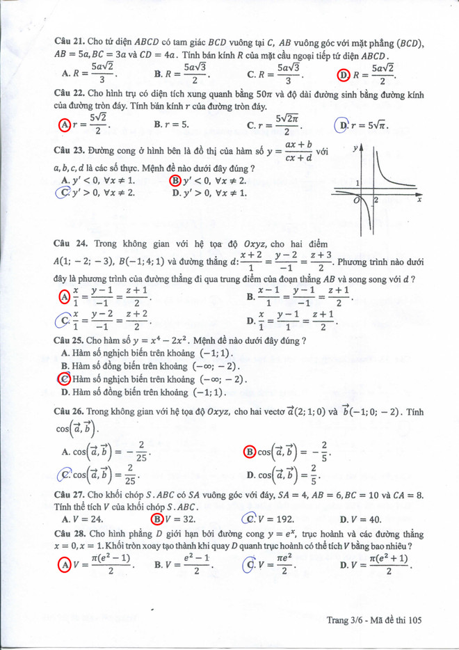 Gợi ý giải đề môn Toán kỳ thi THPT Quốc gia năm 2017 ảnh 18