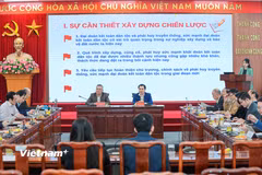 Ban thường trực Ủy ban Trung ương Mặt trận Tổ quốc Việt Nam tổ chức Hội thảo góp ý đối với dự thảo Chiến lược Đại đoàn kết toàn dân tộc đến năm 2030, tầm nhìn đến năm 2045. (Ảnh: Hoài Nam/Vietnam+)