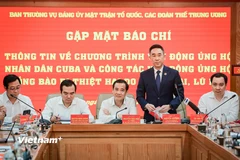 Buổi họp báo thông tin về cuộc vận động ủng hộ đồng bào bị thiệt hại do bão, lũ gây ra. (Ảnh: Hoài Nam/Vietnam+)