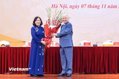  Hội nghị Đoàn Chủ tịch Ủy ban Trung ương Mặt trận Tổ Quốc Việt Nam lần thứ năm, khóa X hiệp thương cử bà Bùi Thị Minh Hoài giữ chức vụ Chủ tịch Ủy ban Trung ương MTTQ Việt Nam khóa X, nhiệm kỳ 2024 - 2029. (Ảnh: PV/Vietnam+)