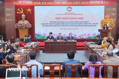Hội thảo “Đổi mới nội dung, phương thức hoạt động của Mặt trận Tổ quốc Việt Nam, các tổ chức chính trị-xã hội trong công tác dân tộc, công tác tôn giáo trong giai đoạn mới.” (Ảnh: Hoài Nam/Vietnam+) 