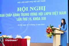 Chiều ngày 15/12, Hội nghị lần thứ 15 Ban Chấp hành Trung ương Hội Liên hiệp Phụ nữ Việt Nam, khóa XIII, được tổ chức. (Ảnh: Hoài Nam/Vietnam+)