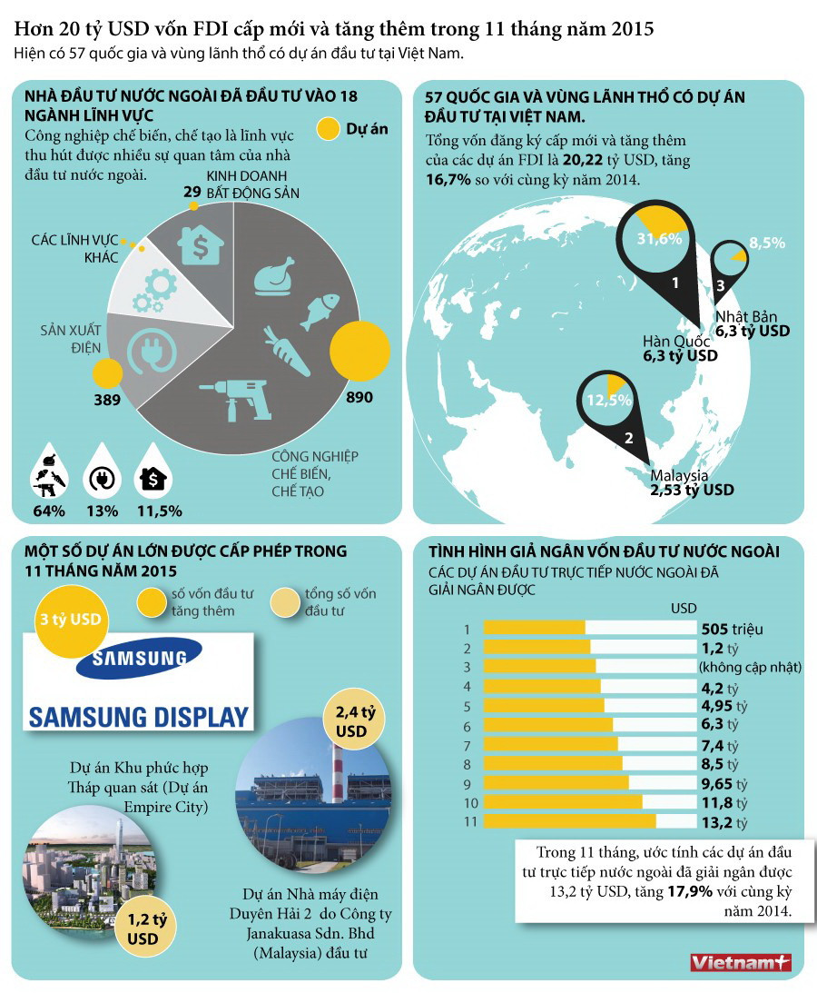 [Infographics] Thu hút hơn 20 tỷ USD vốn FDI trong 11 tháng ảnh 1