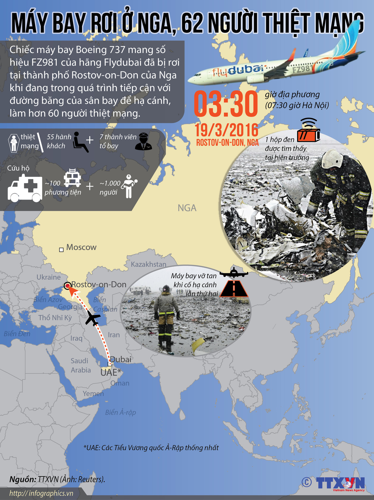 [Infographics] Toàn cảnh vụ rơi máy bay FZ981 thảm khốc ở Nga ảnh 1
