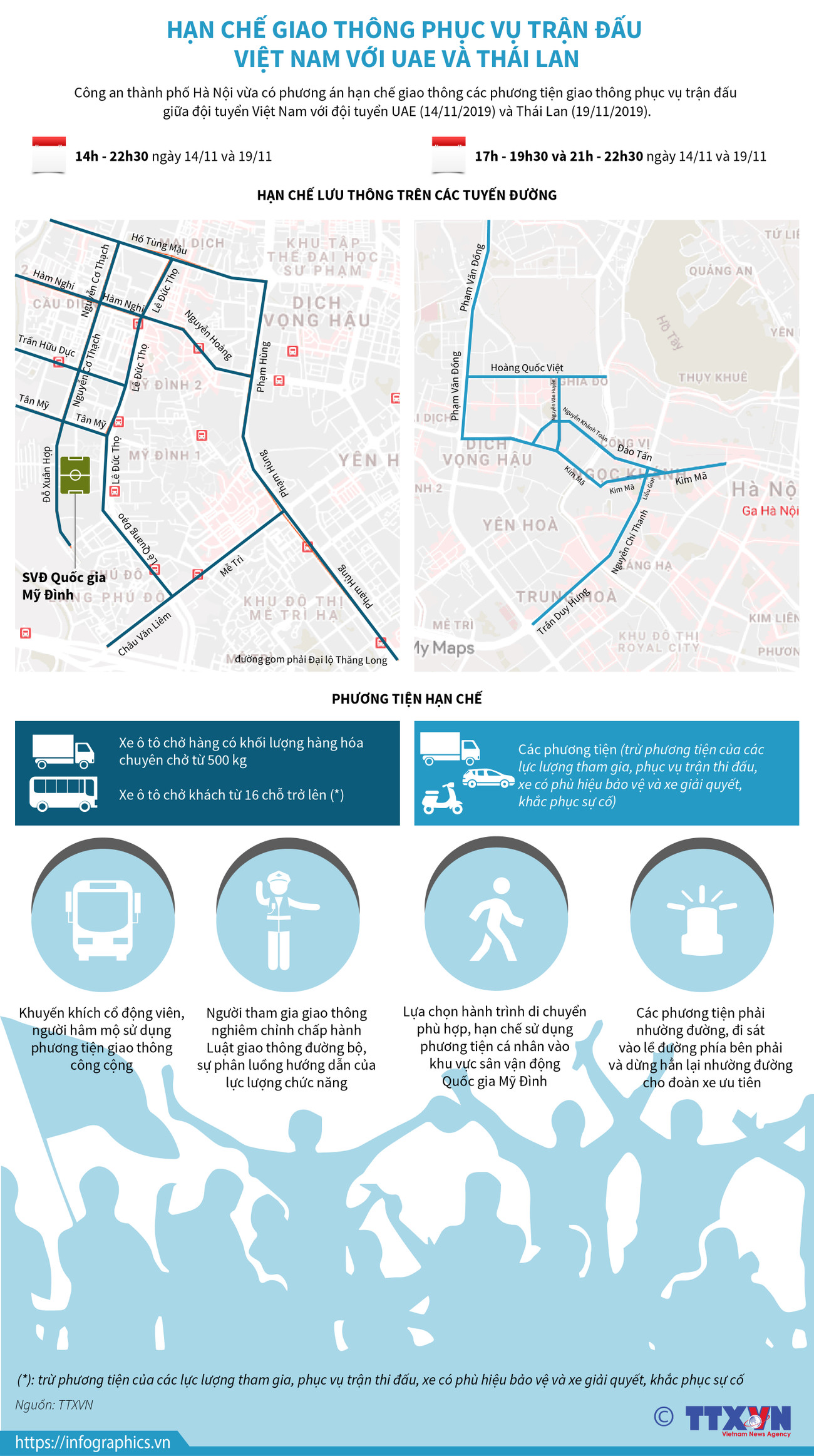 [Infographics] Hạn chế giao thông phục vụ trận đấu Việt Nam với UAE ảnh 1