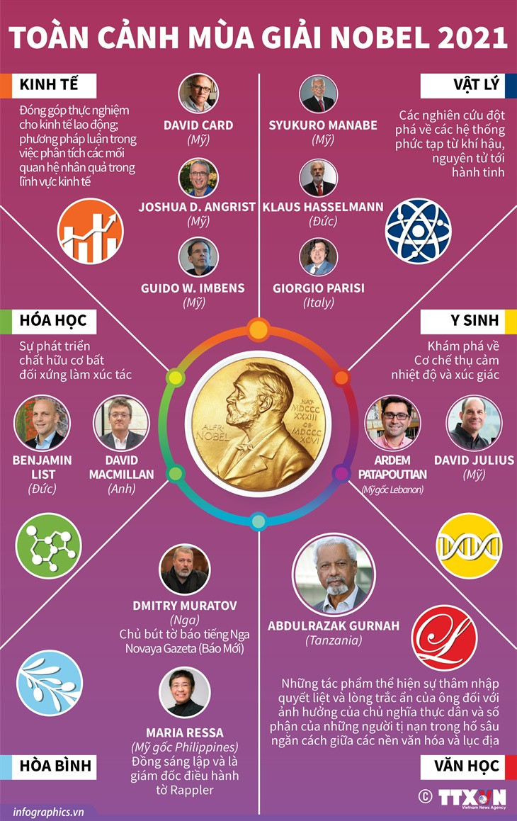 [Infographics] Nhìn lại toàn cảnh mùa giải Nobel năm 2021 ảnh 1