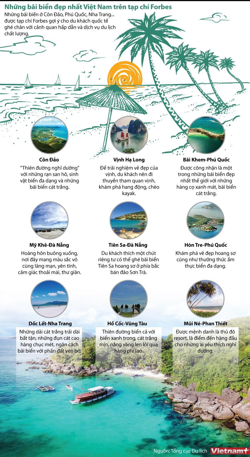 [Infographics] Những bãi biển đẹp nhất Việt Nam trên tạp chí Forbes ảnh 1