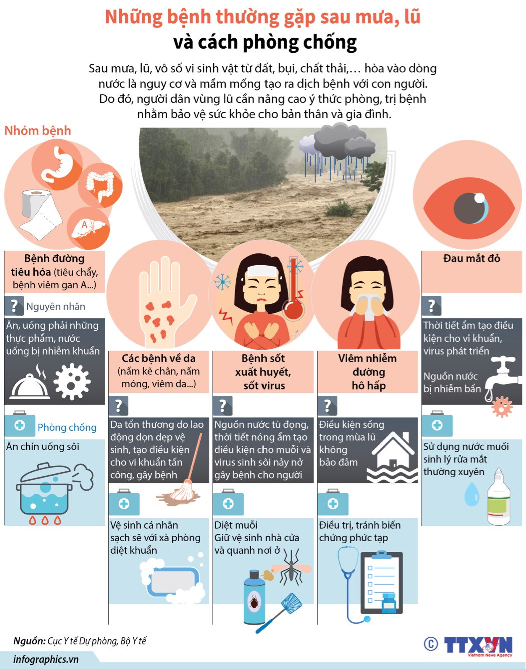 Những dịch bệnh thường gặp sau mưa, lũ và cách phòng chống ảnh 1