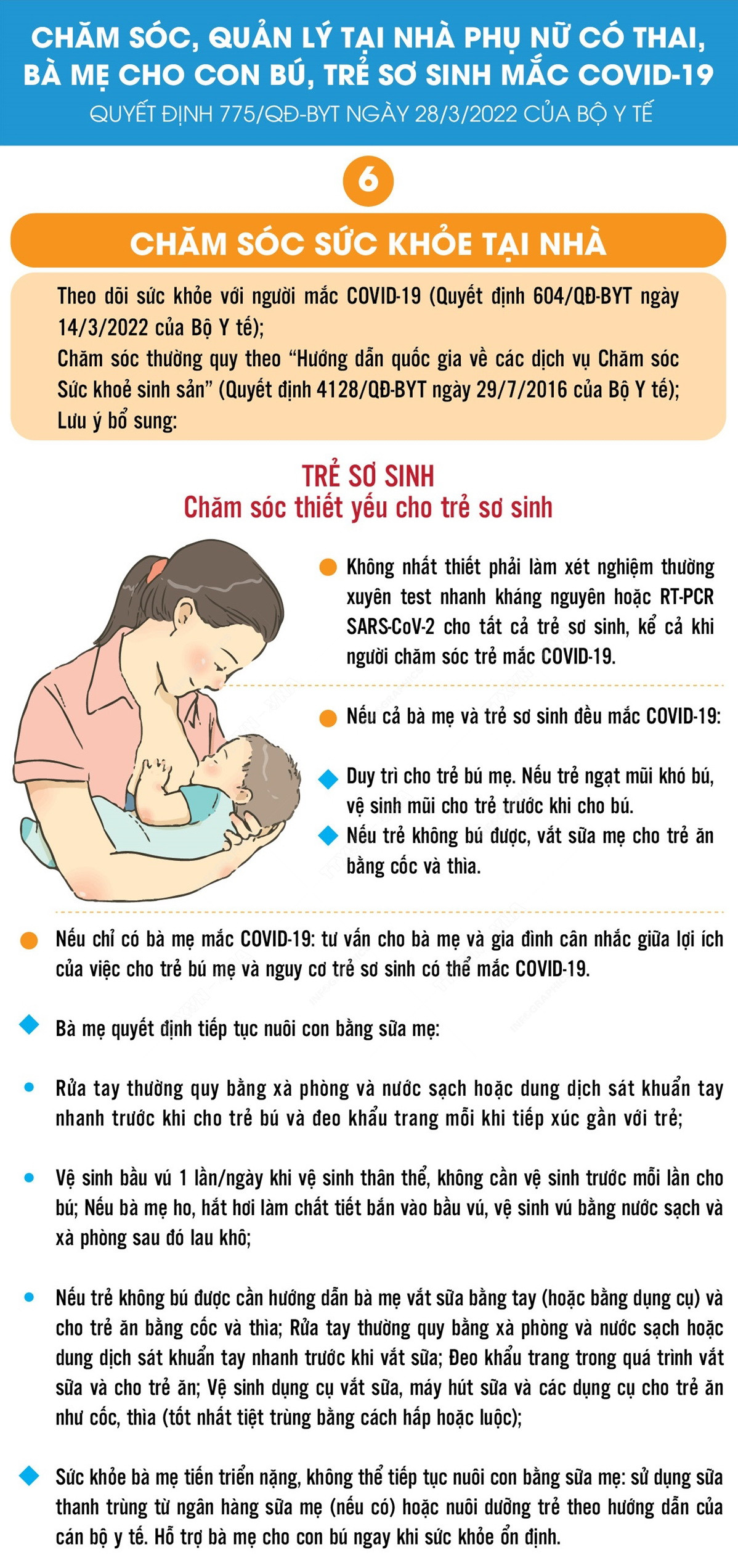 Chăm sóc thai phụ, bà mẹ cho con bú, trẻ sơ sinh mắc COVID-19 ở nhà ảnh 6