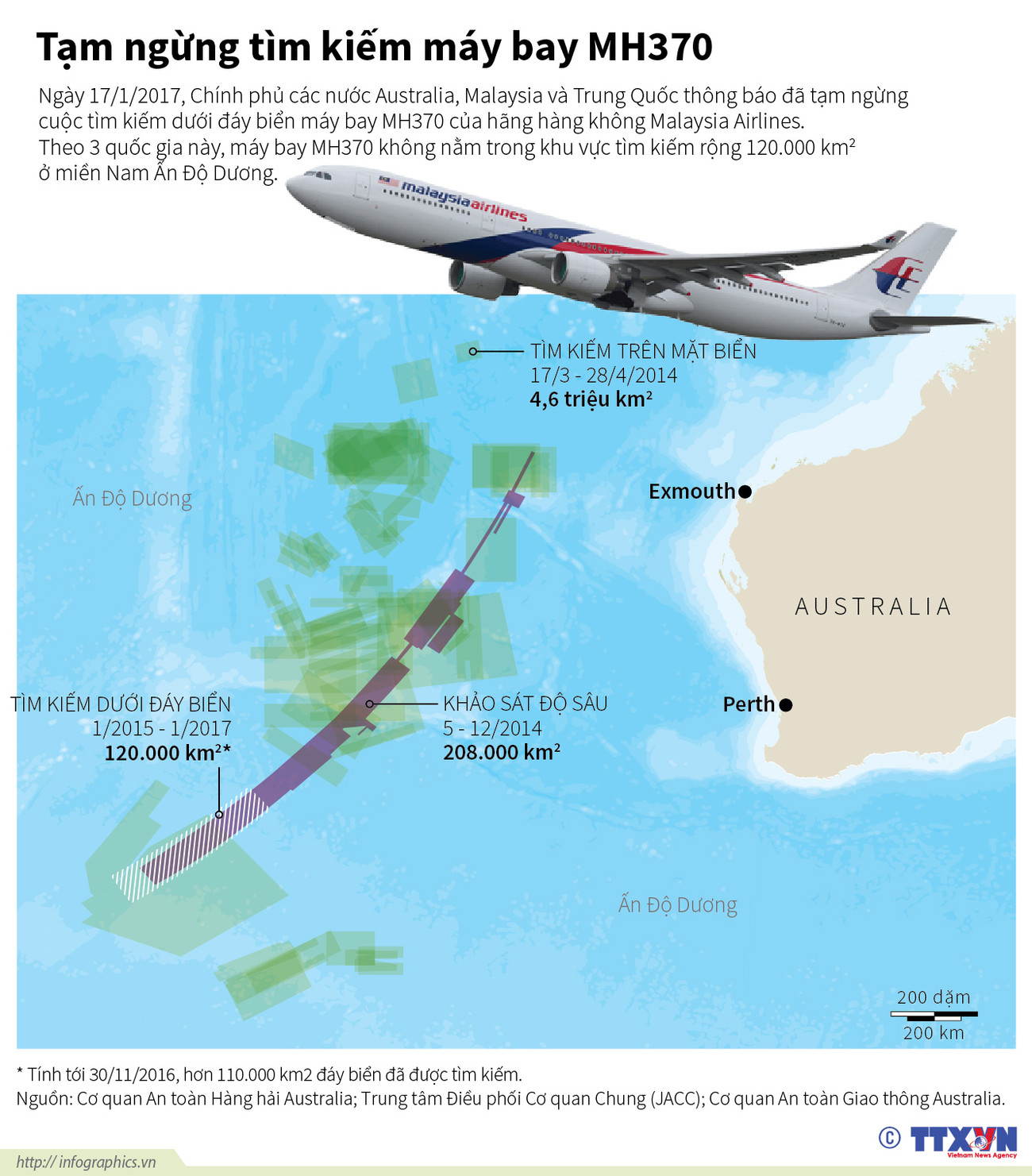 [Infographics] Tạm ngừng tìm kiếm máy bay mất tích MH370 ảnh 1