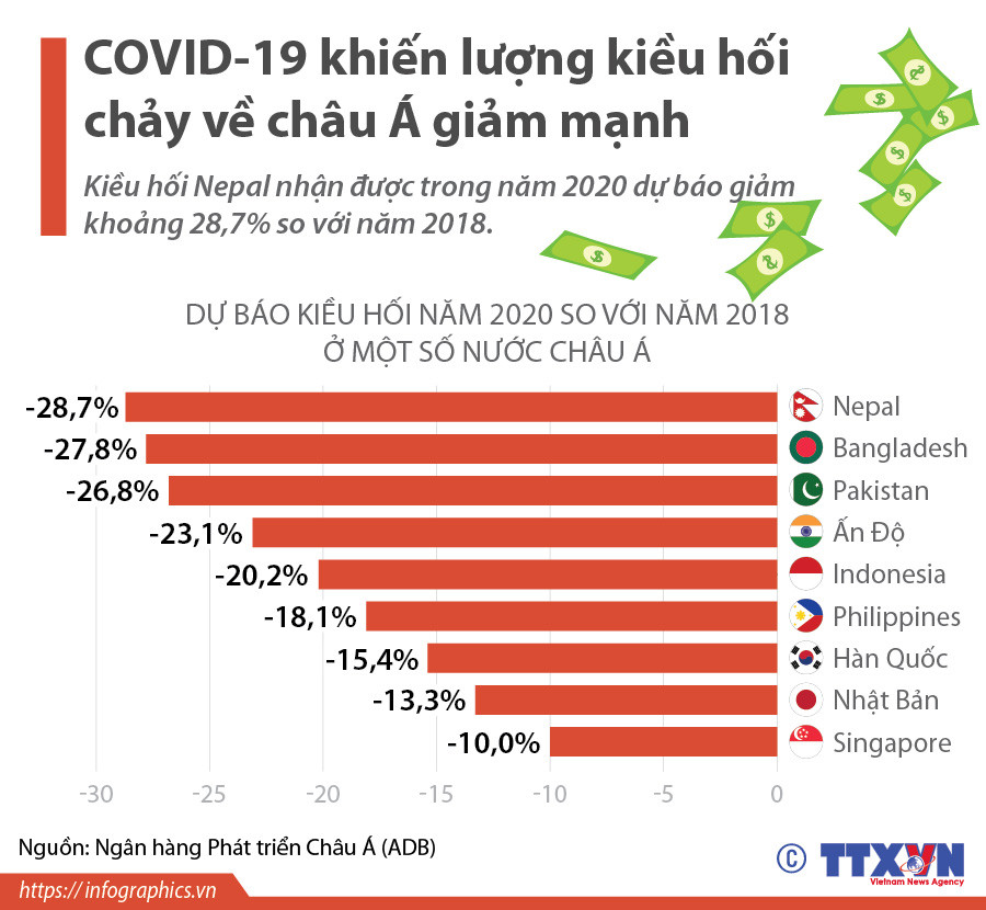 [Infographics] COVID-19 khiến lượng kiều hối chảy về châu Á giảm mạnh ảnh 1