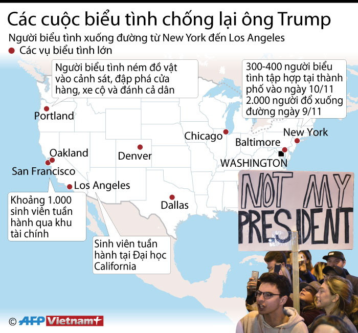 [Infographics] Các cuộc biểu tình chống lại ông Donald Trump ảnh 1