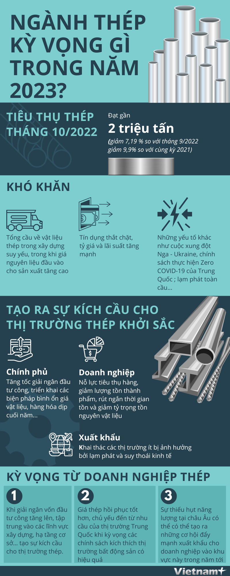 [Infographics] Ngành thép Việt Nam kỳ vọng gì trong năm 2023? ảnh 1