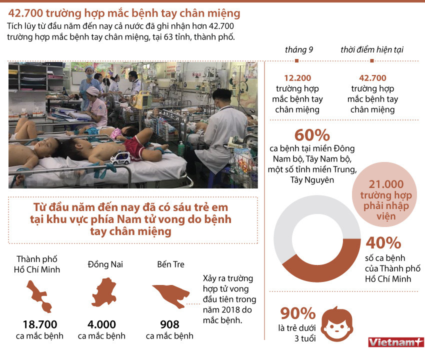 [Infographics] 42.700 trường hợp mắc bệnh tay chân miệng ảnh 1