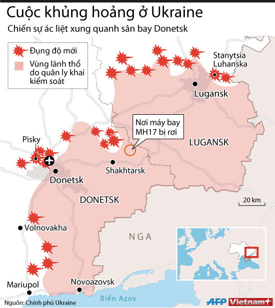 [Infographics] Chiến sự ác liệt quanh sân bay Donetsk ở đông Ukraine ảnh 1