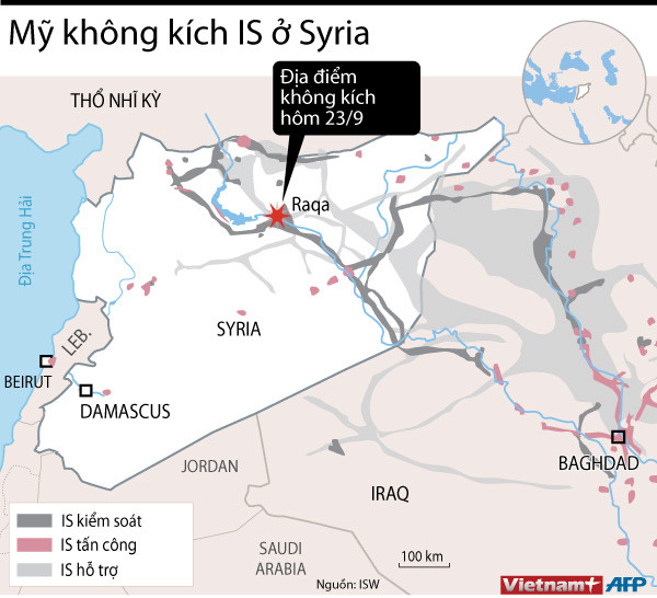 [Infographics] Mỹ và đồng minh tiến hành không kích IS ở Syria ảnh 1