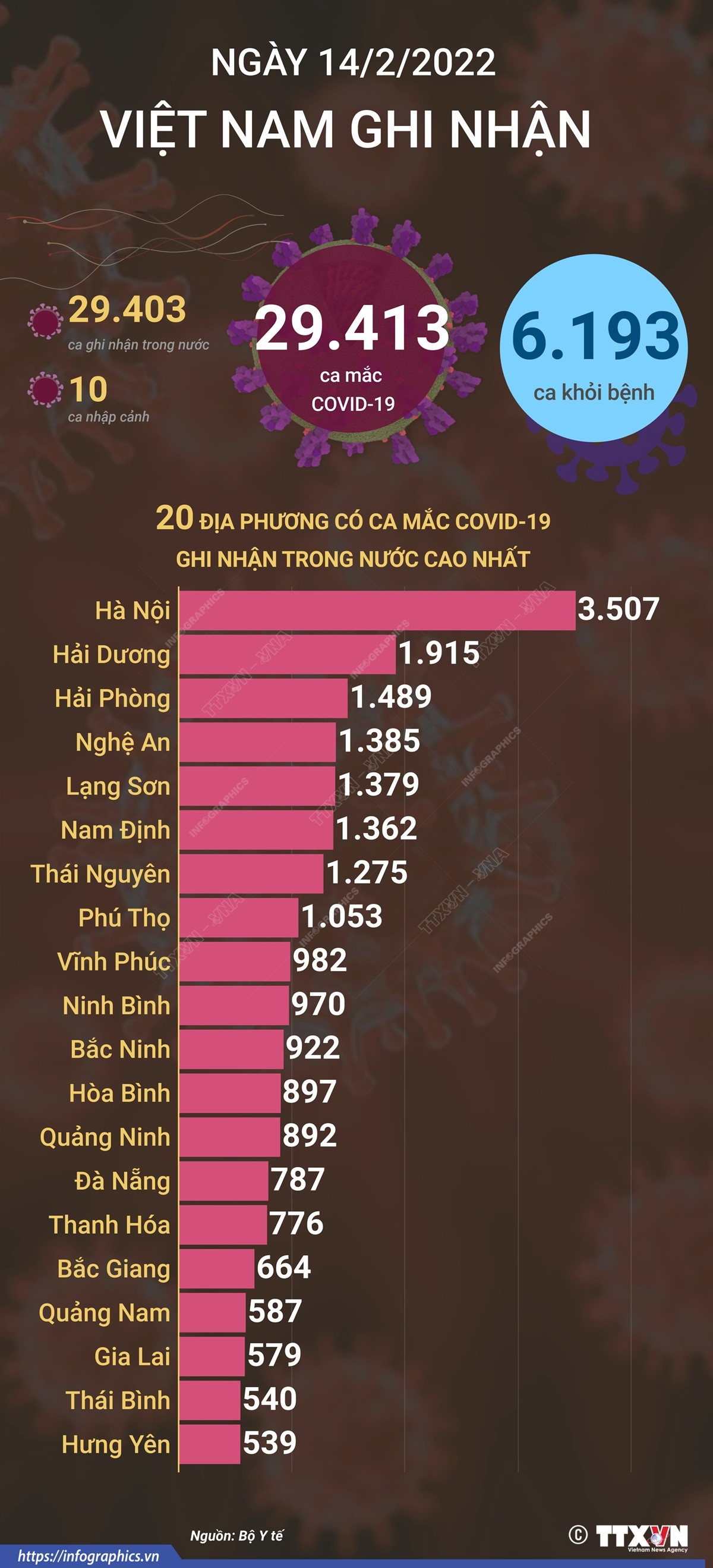 [Infographics] Ngày 14/2, Việt Nam ghi nhận 29.413 ca mắc COVID-19 ảnh 1