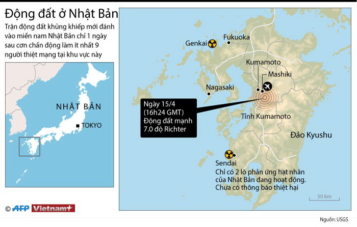 [Infographics] Tâm trận động đất Nhật Bản ở gần các nhà máy hạt nhân ảnh 1