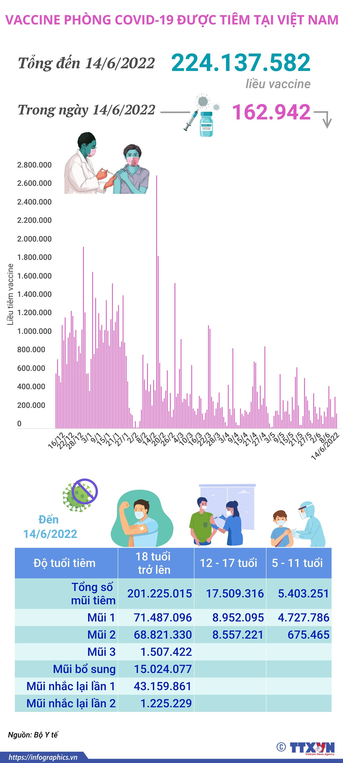 Hơn 224,13 triệu liều vaccine phòng COVID-19 đã được tiêm tại Việt Nam ảnh 1