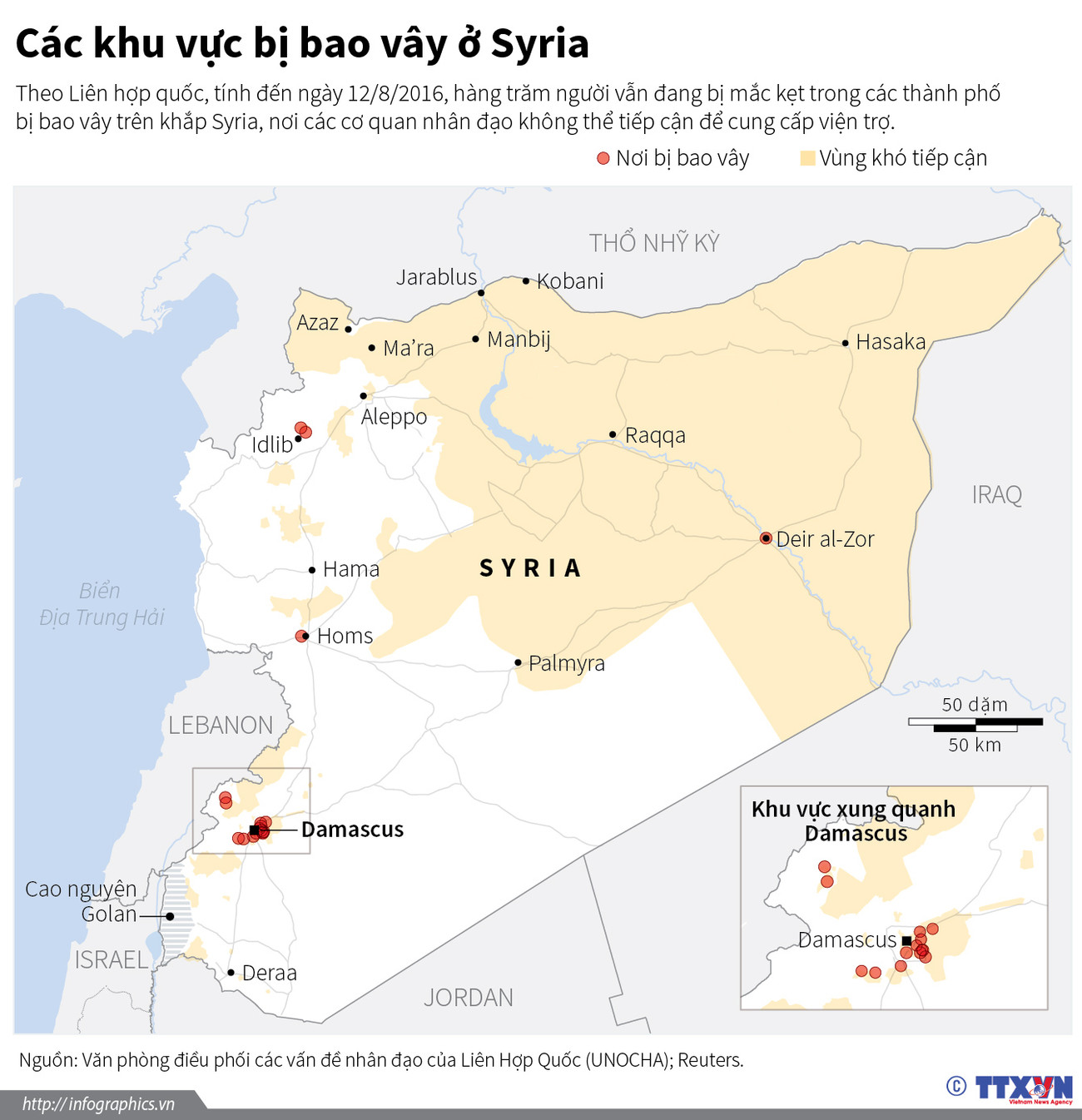 [Infographics] Các khu vực bị bao vây trên lãnh thổ Syria ảnh 1