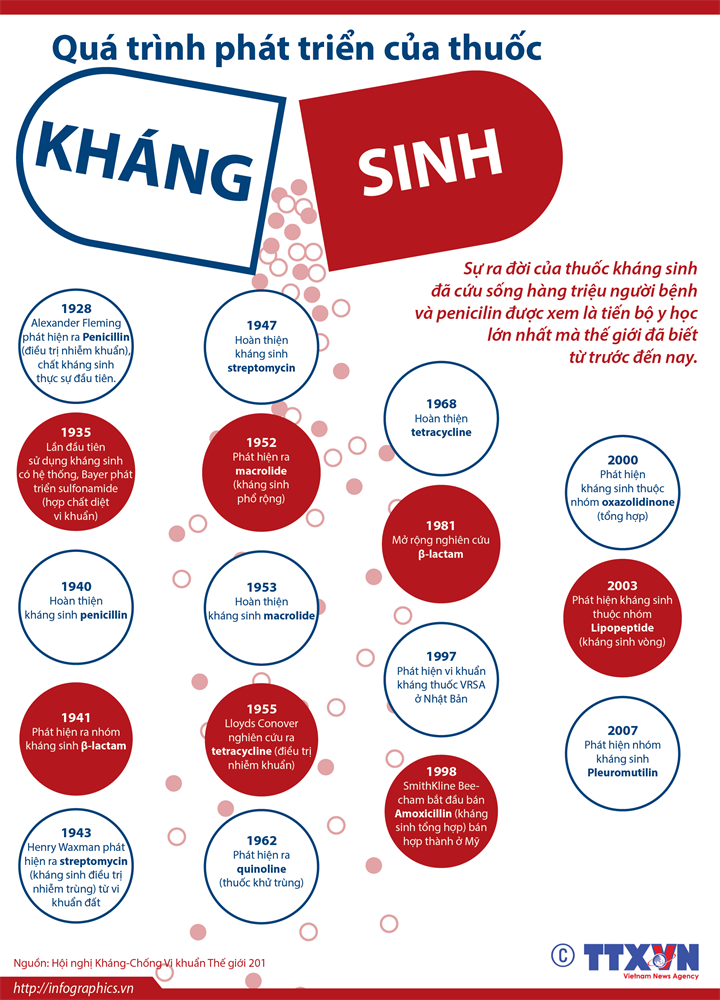 [Infographics] Quá trình phát triển của thuốc kháng sinh ảnh 1