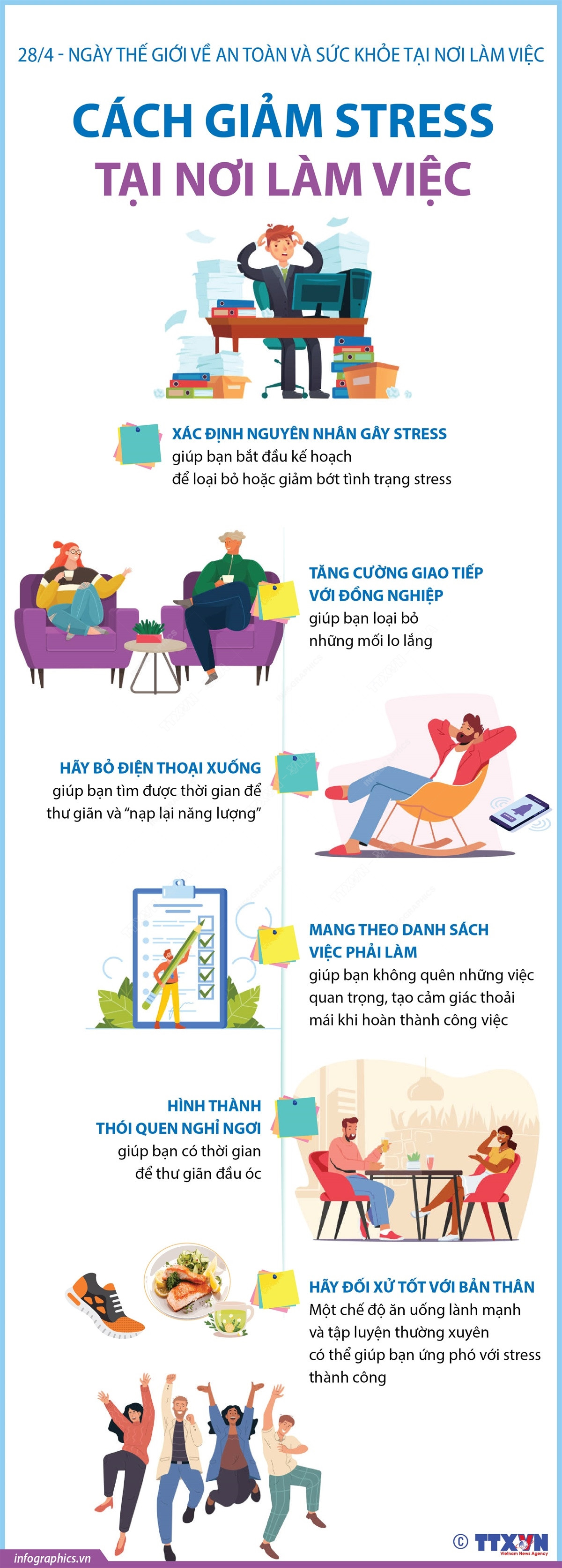 [Infographics] Những cách giảm stress, căng thẳng tại nơi làm việc ảnh 1
