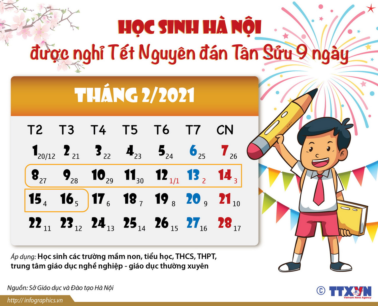 Học sinh Hà Nội được nghỉ Tết Tân Sửu những ngày nào? ảnh 1