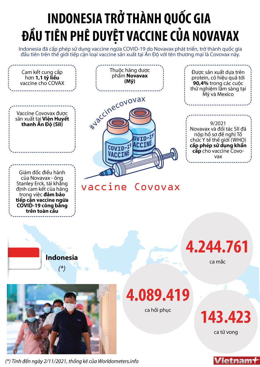 Indonesia cấp phép sử dụng vaccine ngừa COVID-19 của Novavax ảnh 1