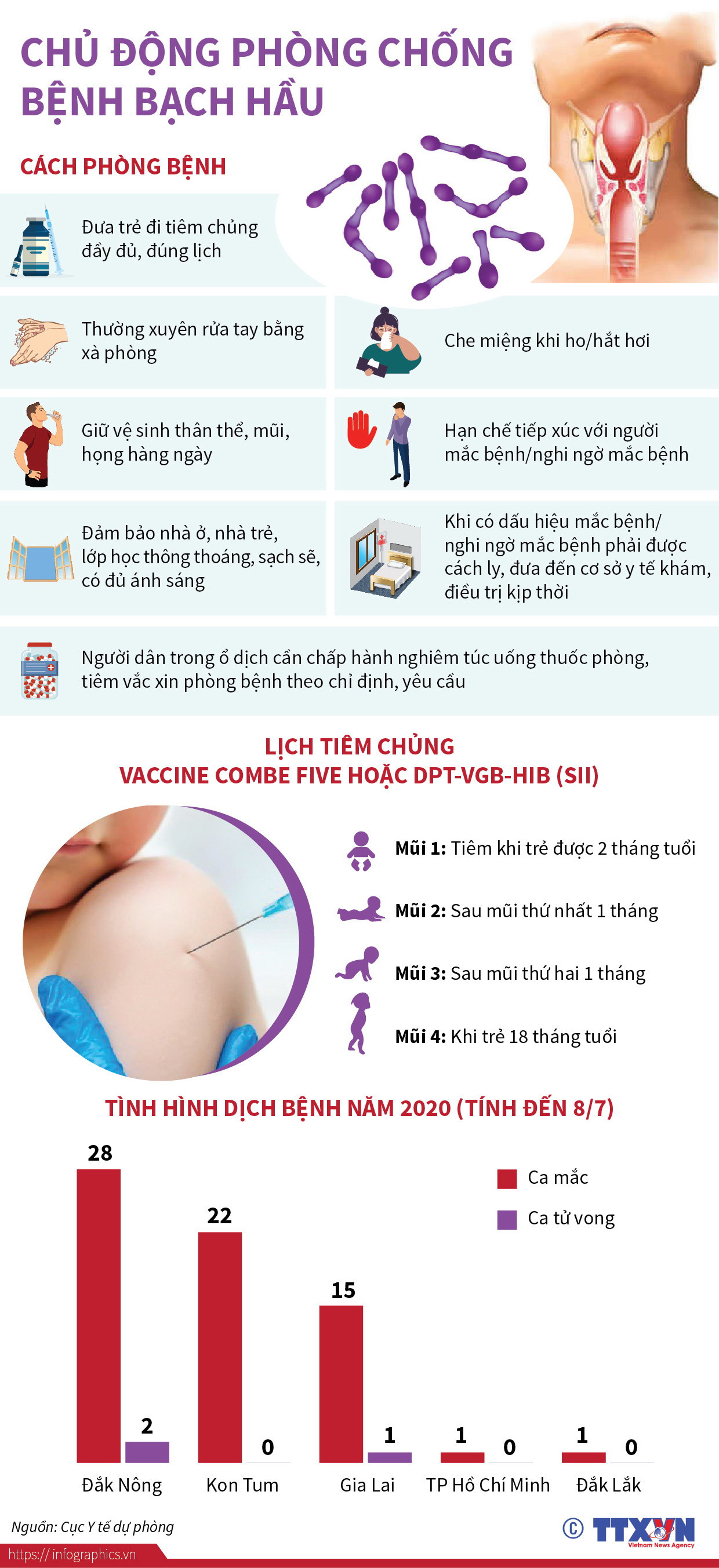 [Infographics] Người dân cần chủ động phòng chống bệnh bạch hầu ảnh 1