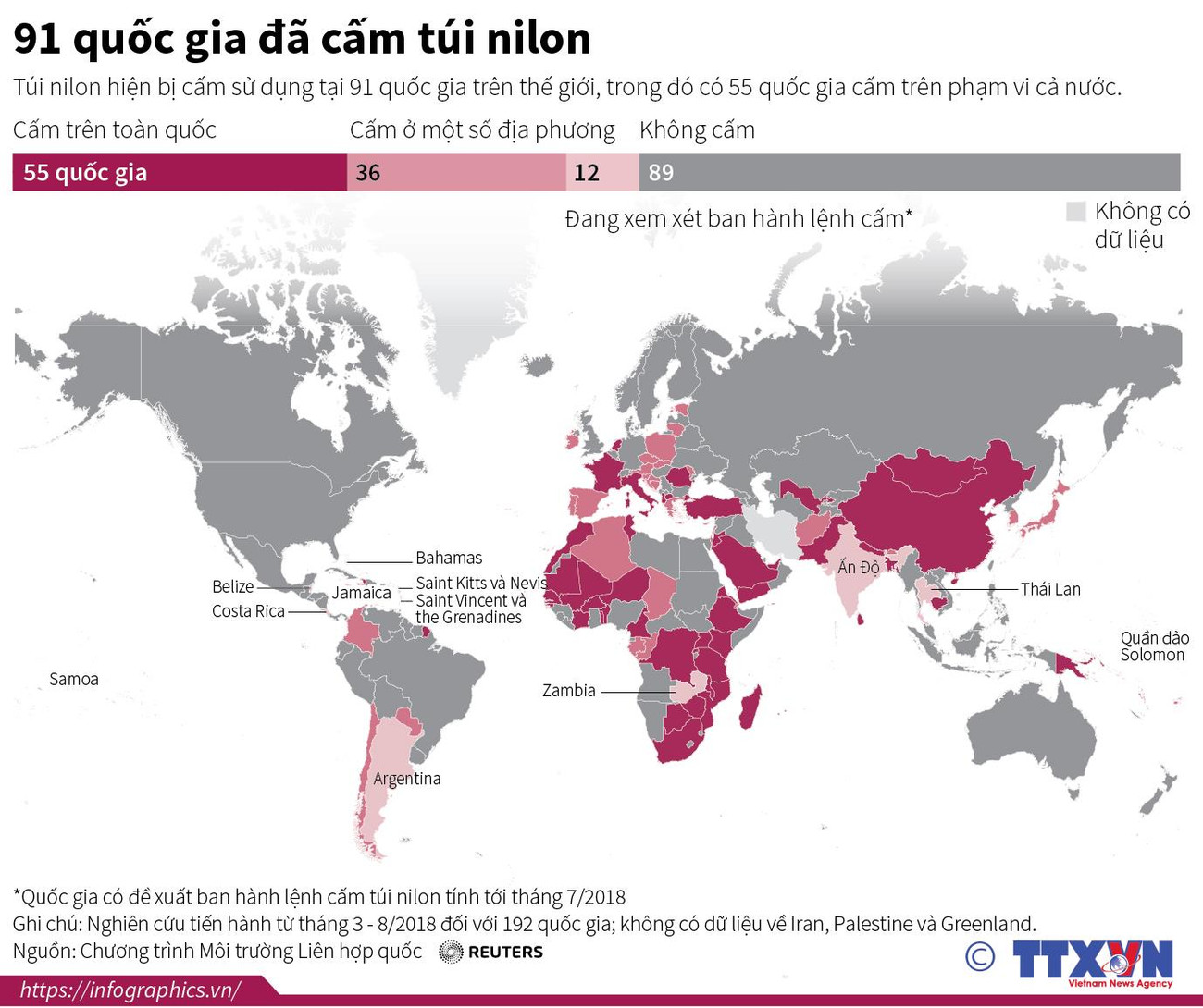 [Infographics] 91 quốc gia trên thế giới cấm sử dụng túi nilon ảnh 1