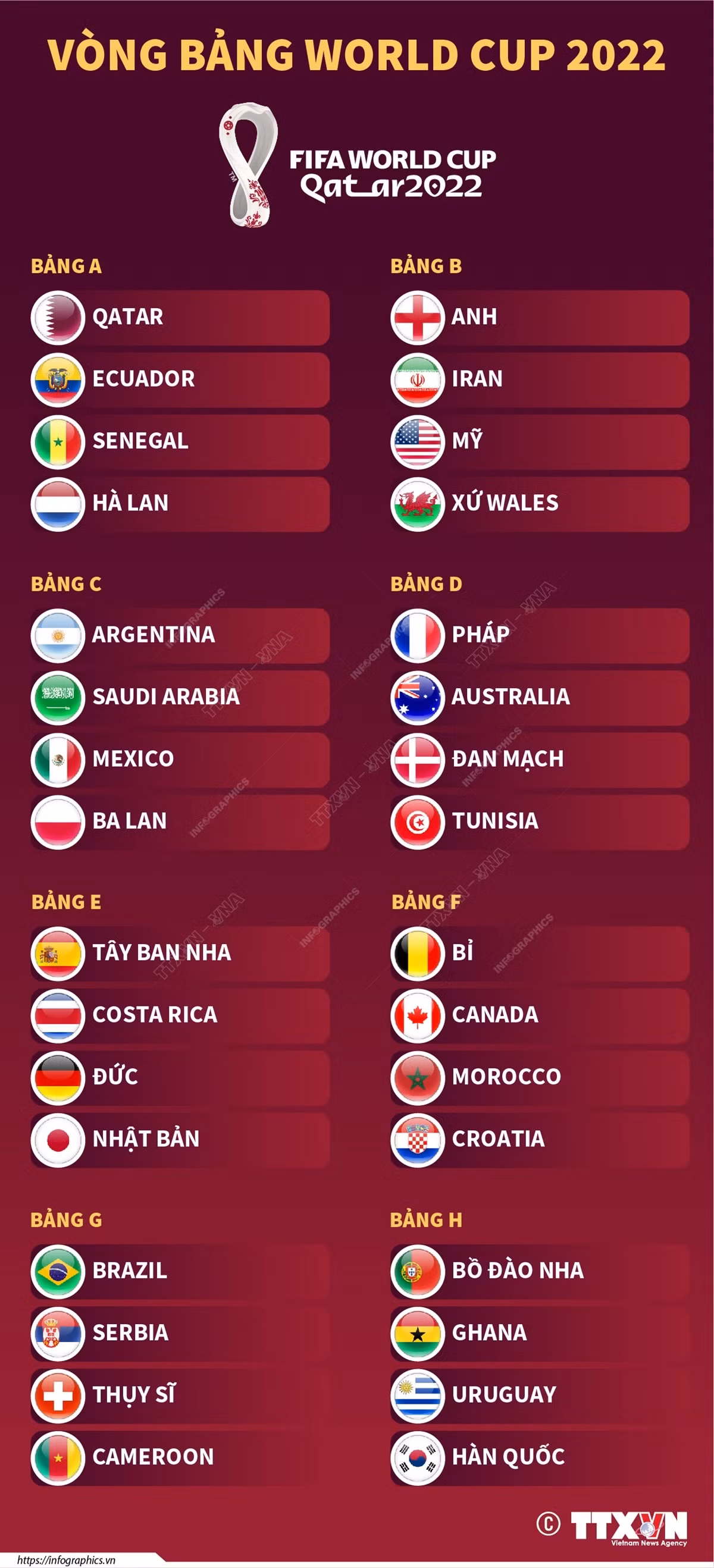 [Infographics] Vòng bảng World Cup 2022: Xác định 32 đội tuyển ảnh 1