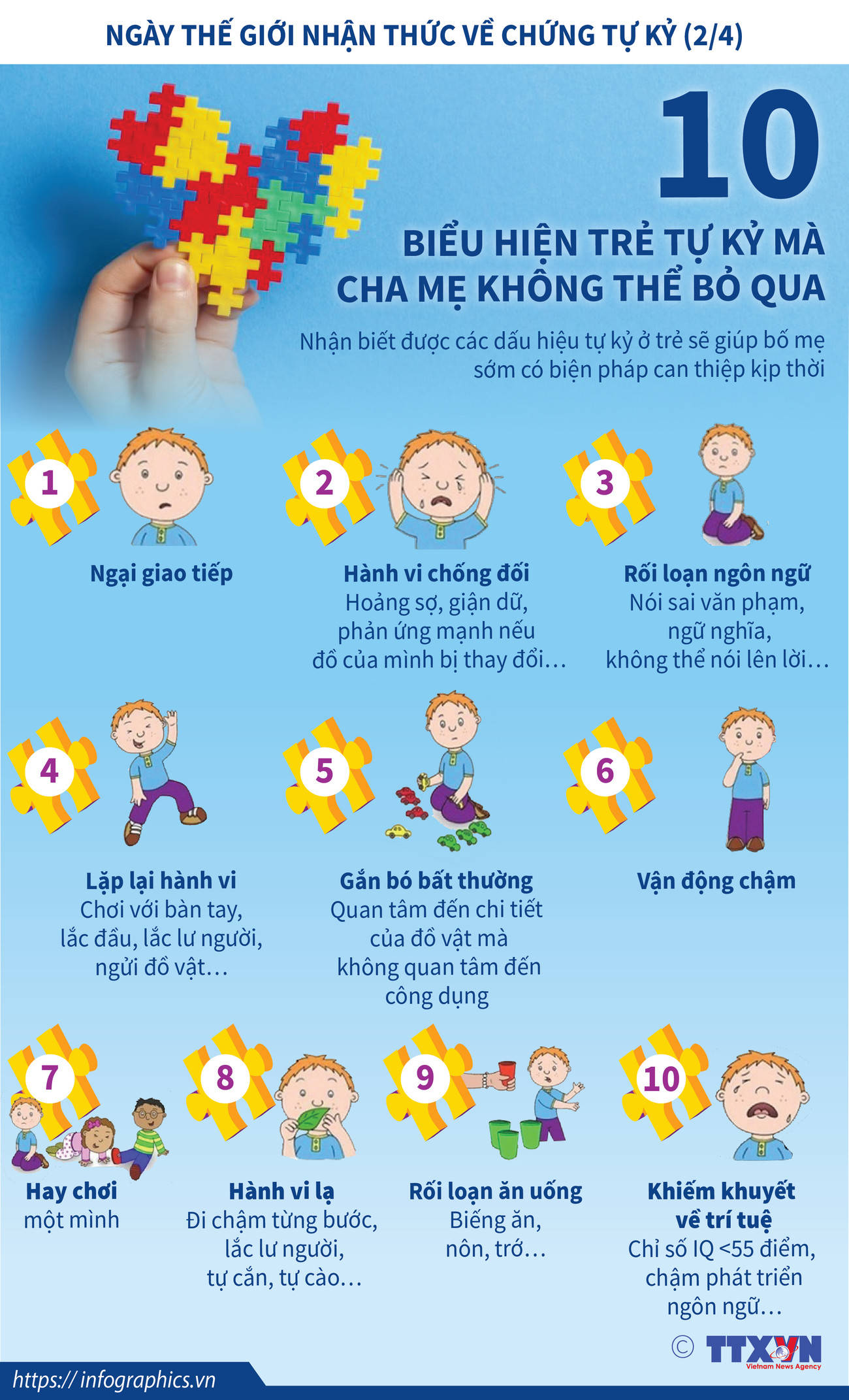[Infographics] 10 biểu hiện trẻ tự kỷ mà cha mẹ không thể bỏ qua ảnh 1