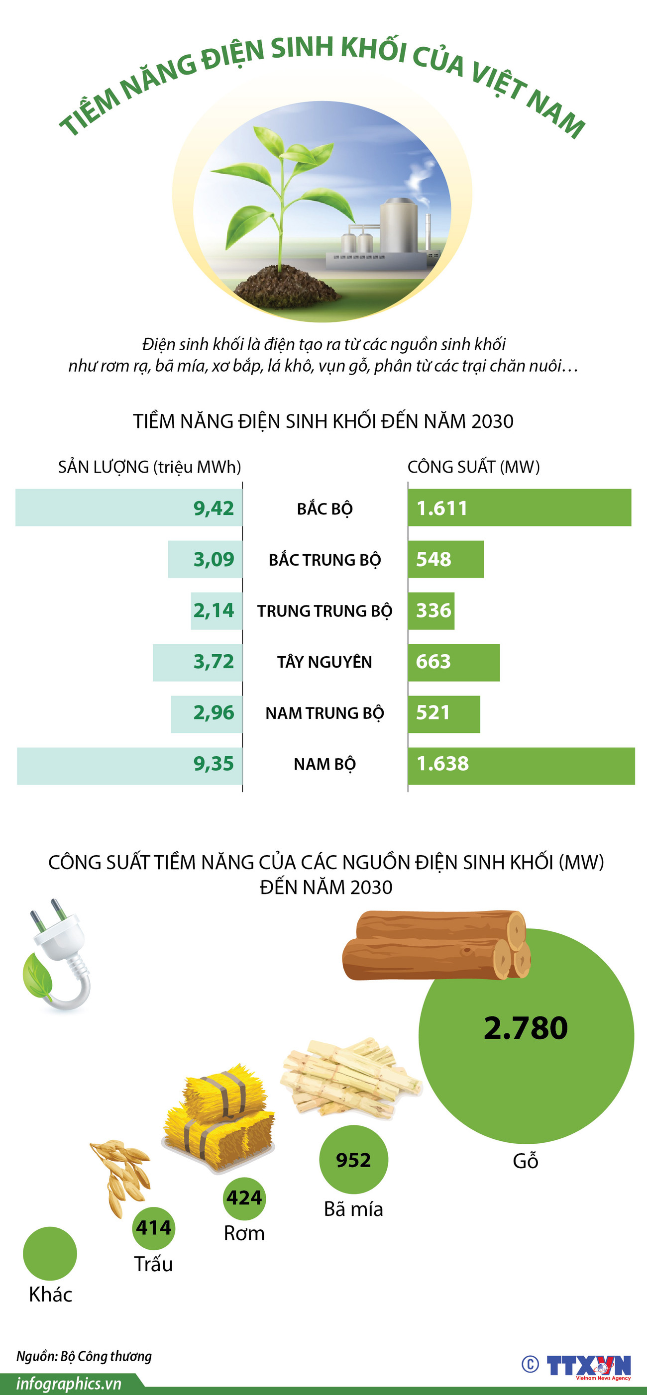 [Infographics] Tiềm năng nguồn điện sinh khối của Việt Nam ảnh 1