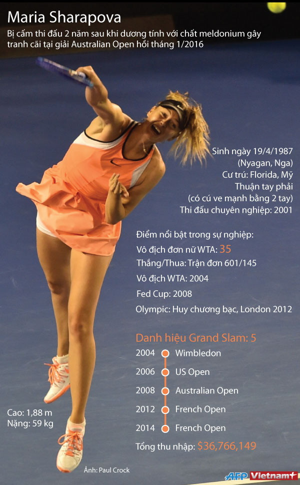 [Infographics] Sự nghiệp của nữ tay vợt Maria Sharapova ảnh 1