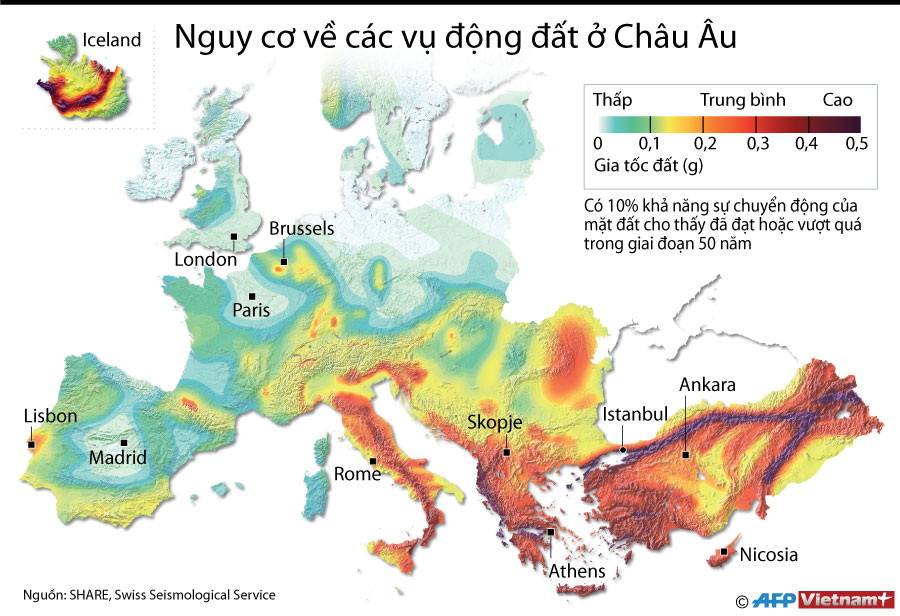 [Infographics] Nguy cơ xảy ra các vụ động đất tại châu Âu ảnh 1