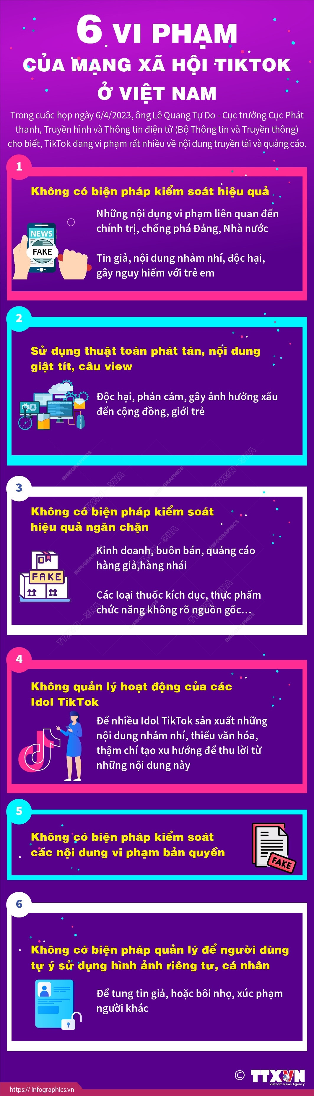 [Infographics] 6 vi phạm của mạng xã hội TikTok ở Việt Nam ảnh 1