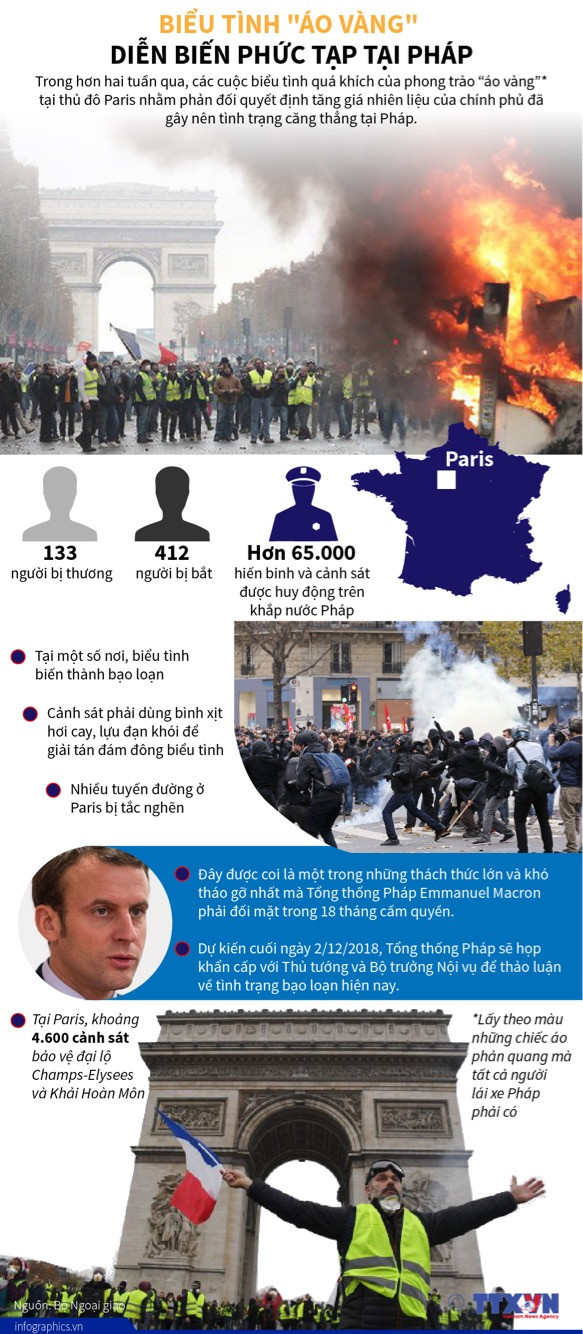 Diễn biến phức tạp của cuộc biểu tình "áo vàng" tại Pháp ảnh 1