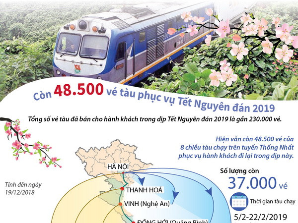 [Infographics] Còn 48.500 vé tàu phục vụ Tết Nguyên đán 2019 ảnh 1