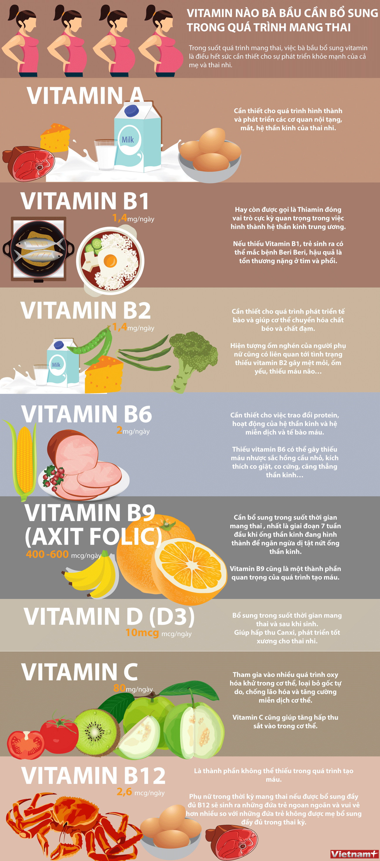 [Infographics] Bà bầu cần bổ sung những loại vitamin nào? ảnh 1